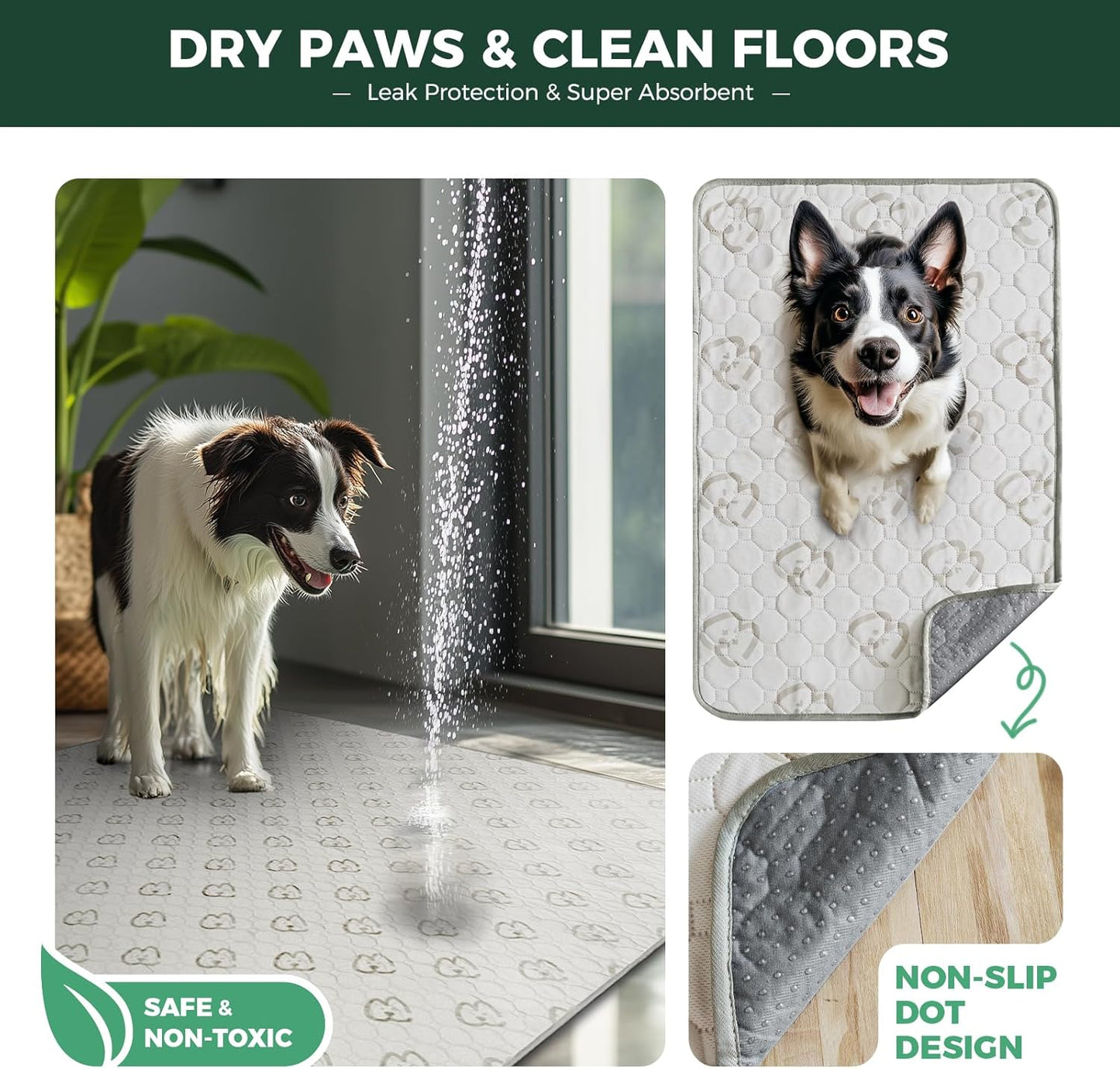Washable Pee Pads for Dogs, Puppy Pads with Super Absorbent, Specifically Designed for  Rollick/Homeplus 24Inch 8 Panels Dog Playpen, Square, 63" X 63", 1 Pack