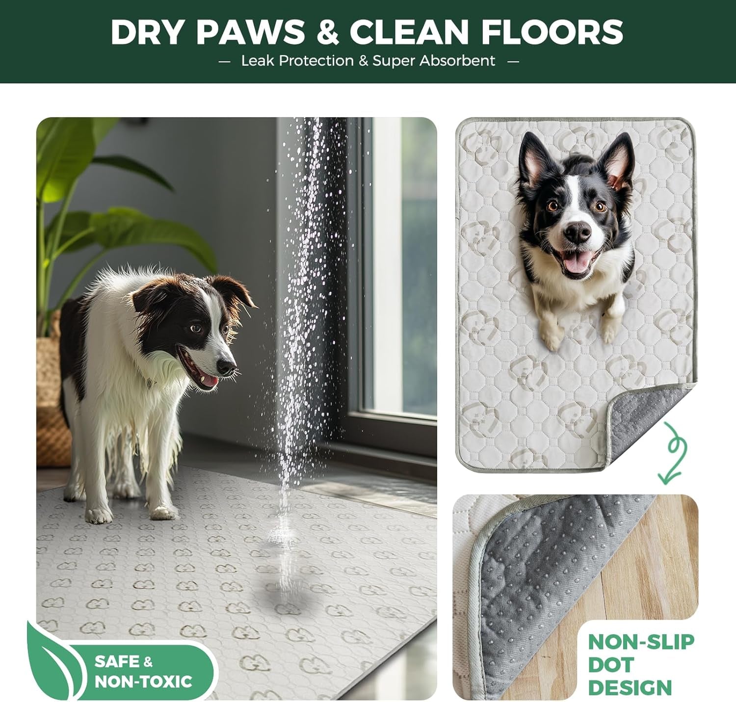Washable Pee Pads for Dogs, Puppy Pads with Super Absorbent, Specifically Designed for  Rollick/Homeplus 24Inch 8 Panels Dog Playpen, Square, 63" X 63", 1 Pack
