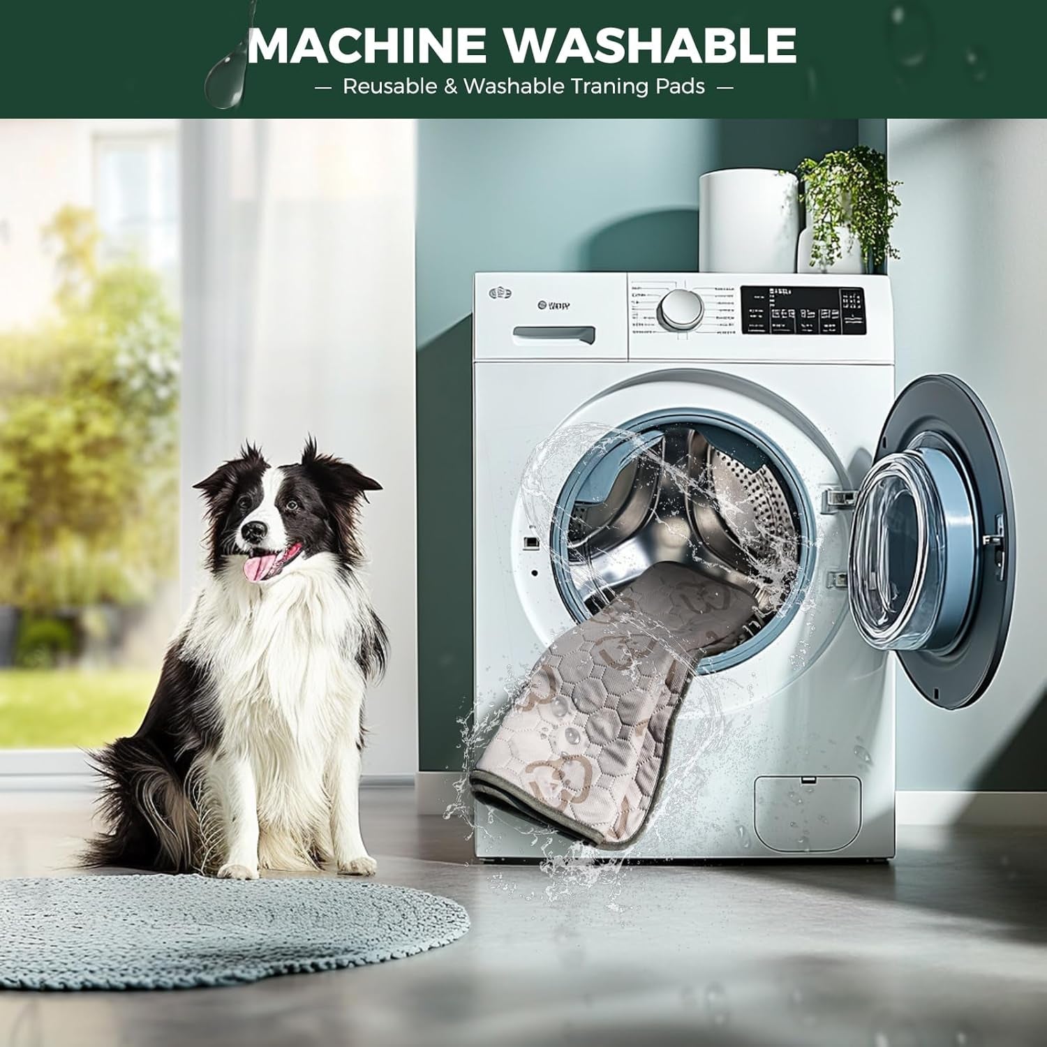 Washable Pee Pads for Dogs, Puppy Pads with Super Absorbent, Specifically Designed for  Rollick/Homeplus 24Inch 8 Panels Dog Playpen, Square, 63" X 63", 1 Pack