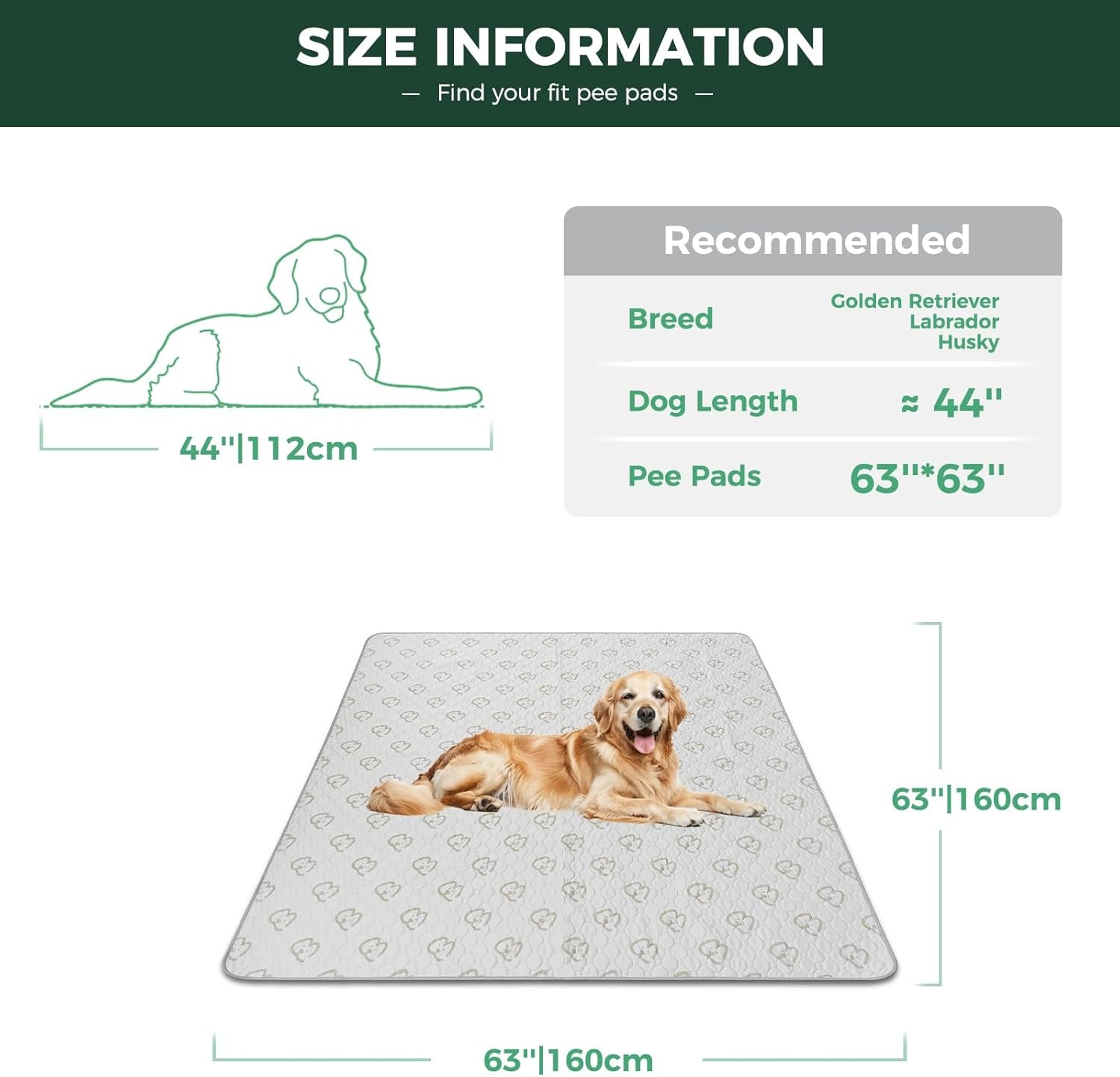 Washable Pee Pads for Dogs, Puppy Pads with Super Absorbent, Specifically Designed for  Rollick/Homeplus 24Inch 8 Panels Dog Playpen, Square, 63" X 63", 1 Pack