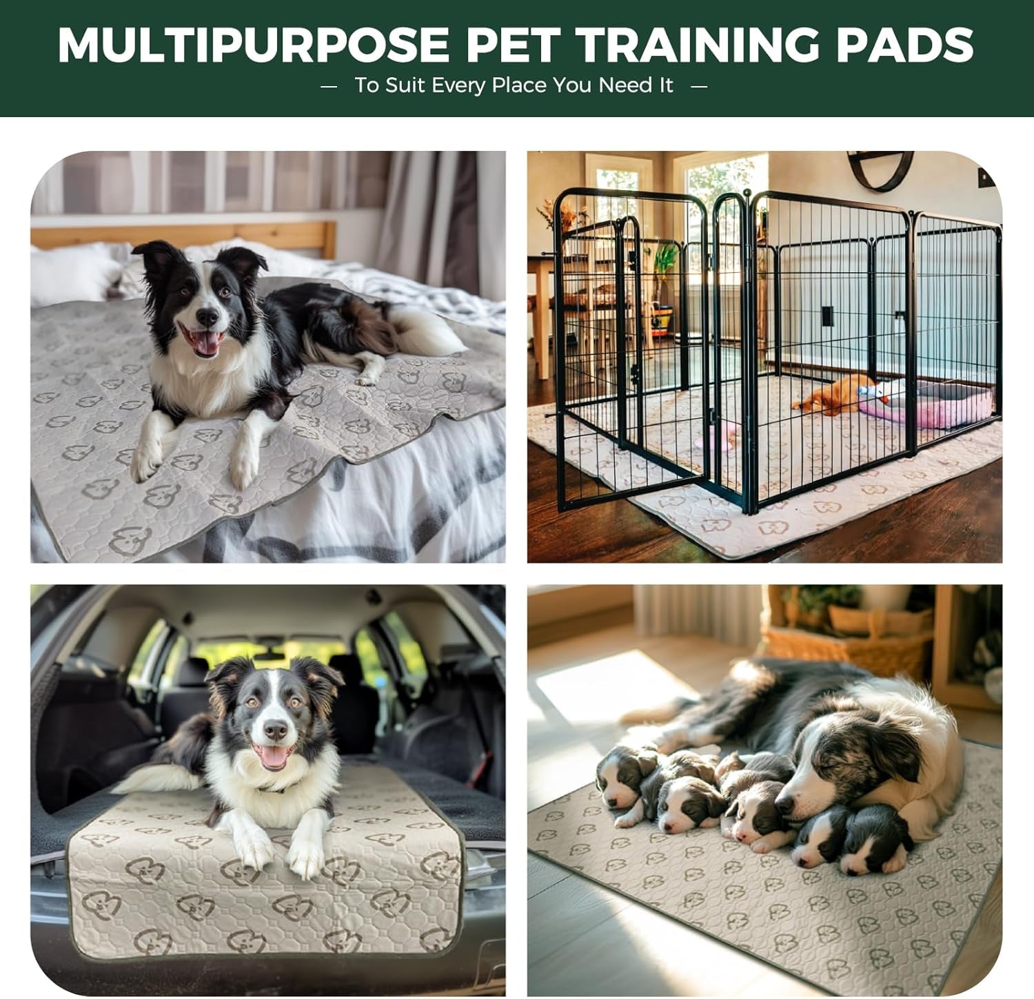 Washable Pee Pads for Dogs, Puppy Pads with Super Absorbent, Specifically Designed for  Rollick/Homeplus 24Inch 8 Panels Dog Playpen, Square, 63" X 63", 1 Pack