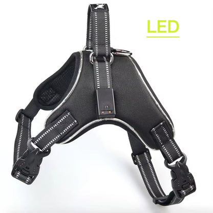 Rechargeable LED Harness for Pets Dog Tailup Nylon Led Flashing Light Dog Harness Collar Pet Safety Leash Belt Dog Accessories