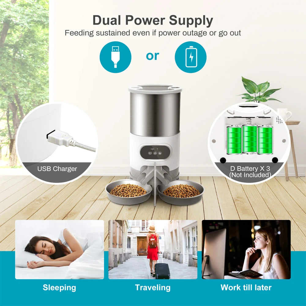4.5L WIFI APP Automatic Pet Feeder Dry Food Dispenser Voice Recorder Timer Feeding Vending for Large Cats Dogs Smart Pet Bowl