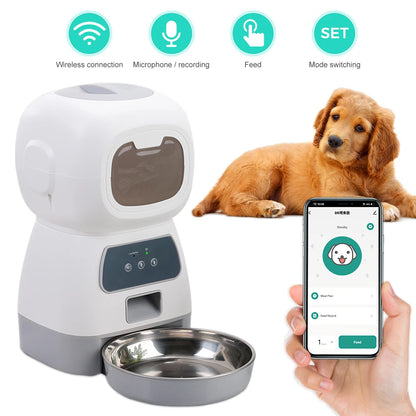 4.5L WIFI APP Automatic Pet Feeder Dry Food Dispenser Voice Recorder Timer Feeding Vending for Large Cats Dogs Smart Pet Bowl