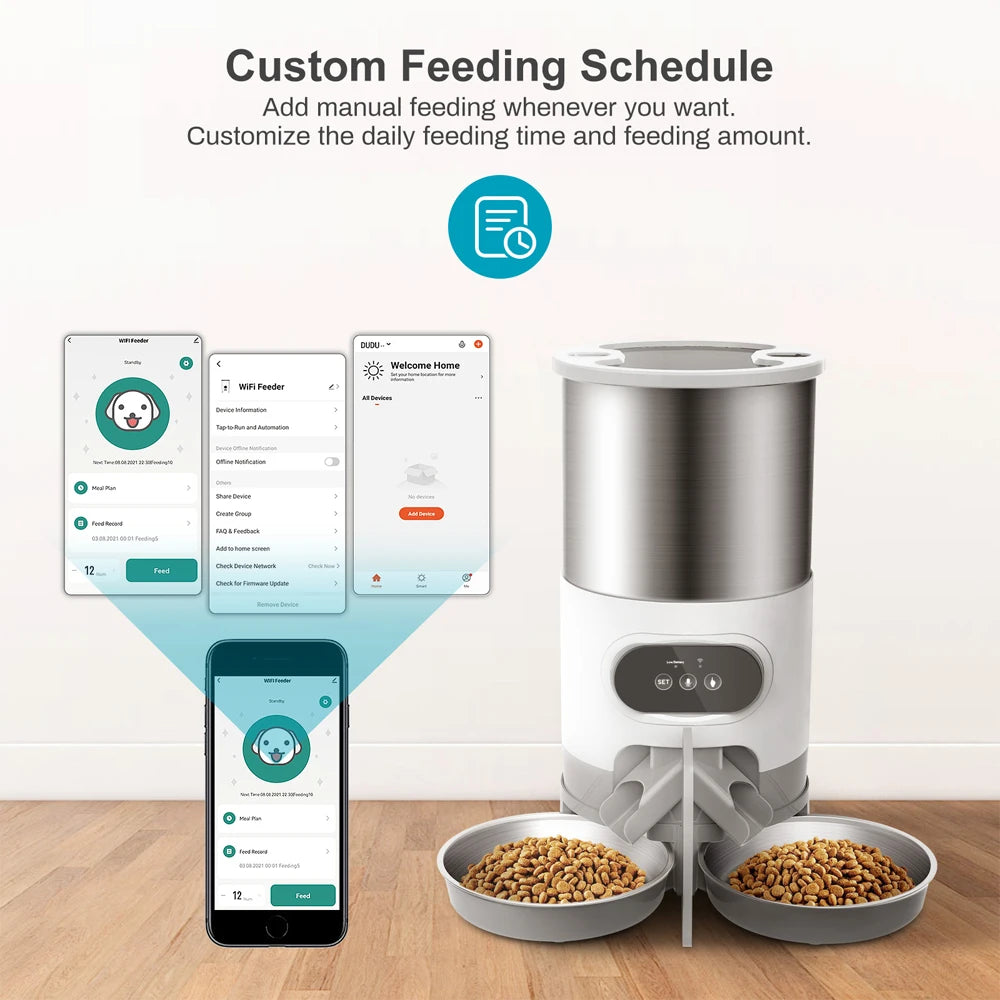 4.5L WIFI APP Automatic Pet Feeder Dry Food Dispenser Voice Recorder Timer Feeding Vending for Large Cats Dogs Smart Pet Bowl