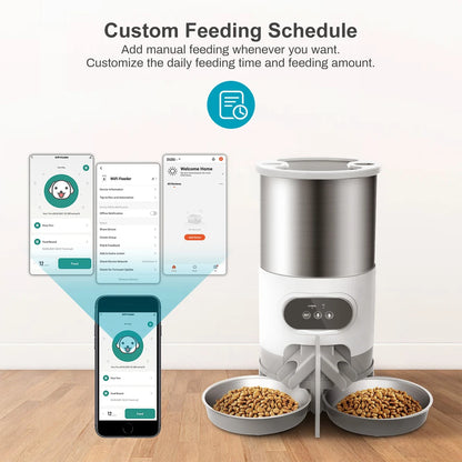 4.5L WIFI APP Automatic Pet Feeder Dry Food Dispenser Voice Recorder Timer Feeding Vending for Large Cats Dogs Smart Pet Bowl