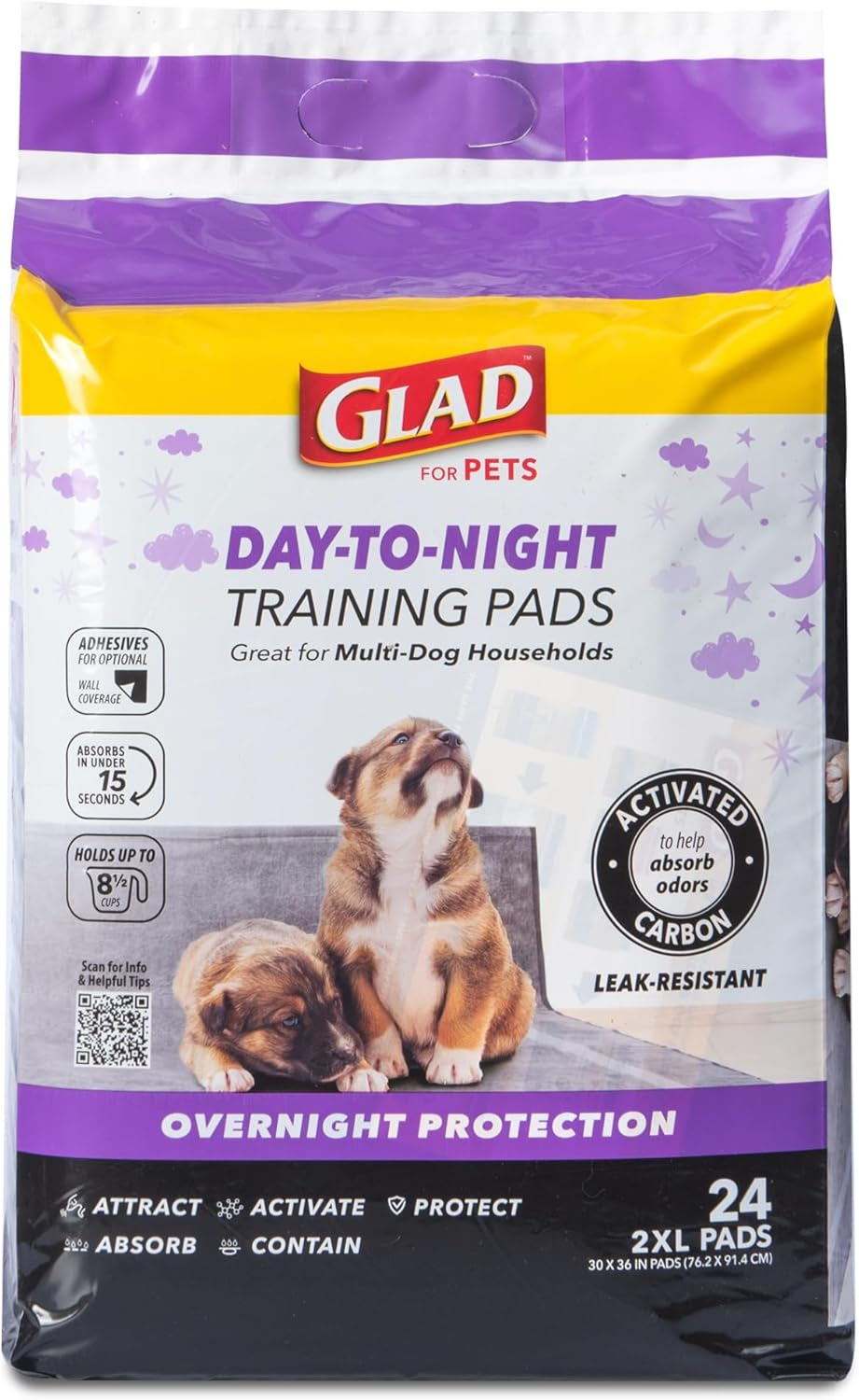 for Pets Activated Carbon Puppy Training Pads | Puppy Pads for Dogs, Super Absorbent and Leak Proof Puppy Pee Pads, Giant Sized Dog Training Pads, 24 Count